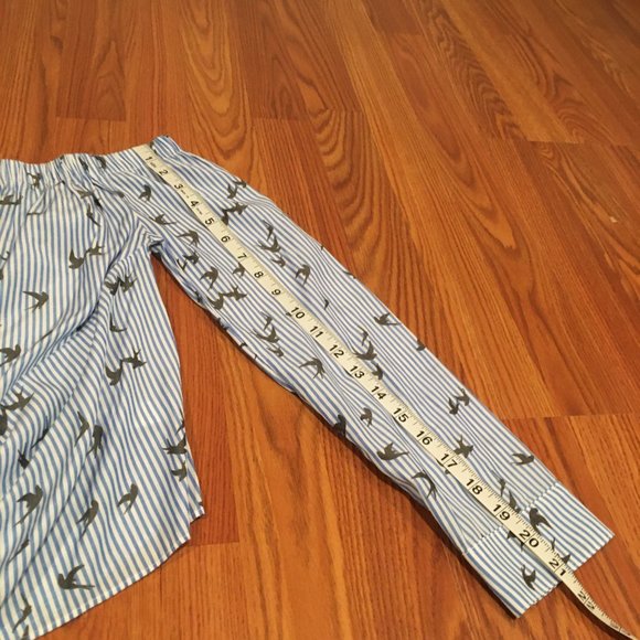 Express Women's Tie Front Off-Shoulder Blue Striped Bird Print Blouse, Sz SP - Picture 8 of 9